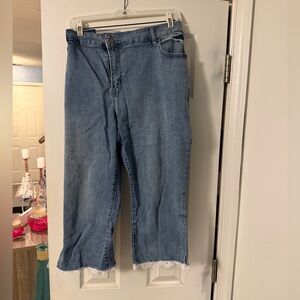 Lane Bryant Light Blue Cropped Jeans with Lace Hem